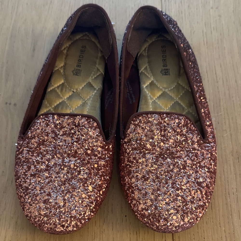 Girls Birdies Dark Pink Sparkle Loafers
